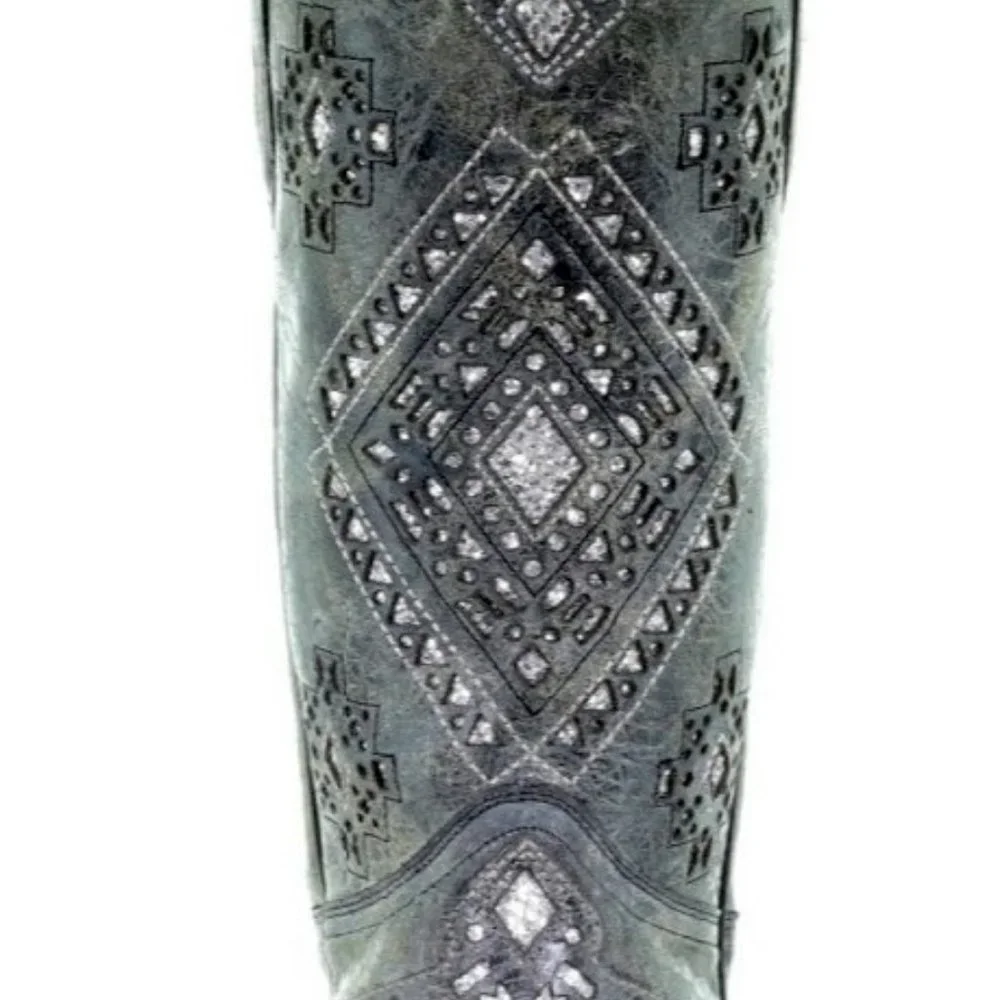 Corral Women's Cowboy Boots ~ Grey w/Glitter Inlays ~ Size 9 ~ Wide Calf ~ NWOT - Picture 5 of 5